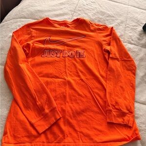 Nike Orange Long Sleeve Logo Tee